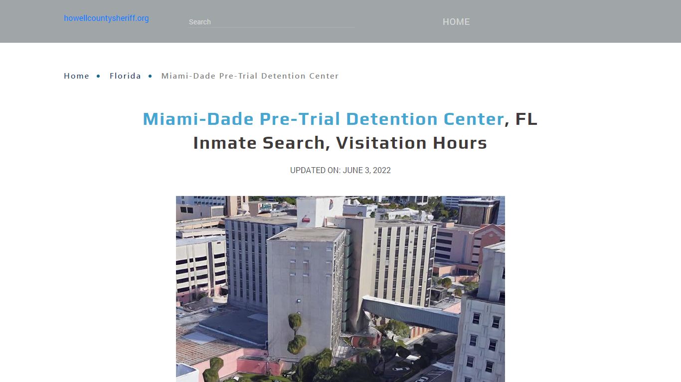 Miami-Dade Pre-Trial Detention Center, FL Inmate Search, Visitation Hours